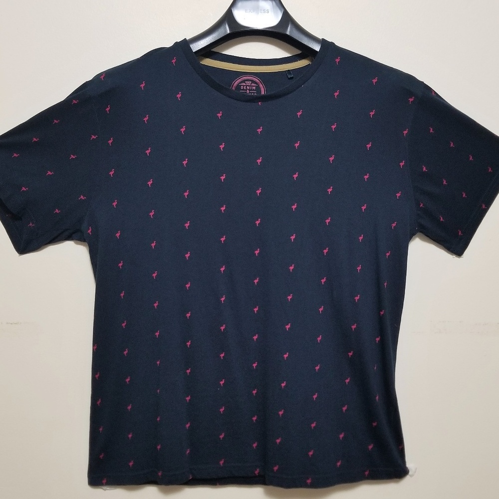 Denim&Flower Pink Flamingo Print T-Worn Once